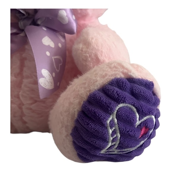 HugFun Pink Purple Heart Plush Soft Bear Stuffed Animal 12" Gift - Picture 5 of 5